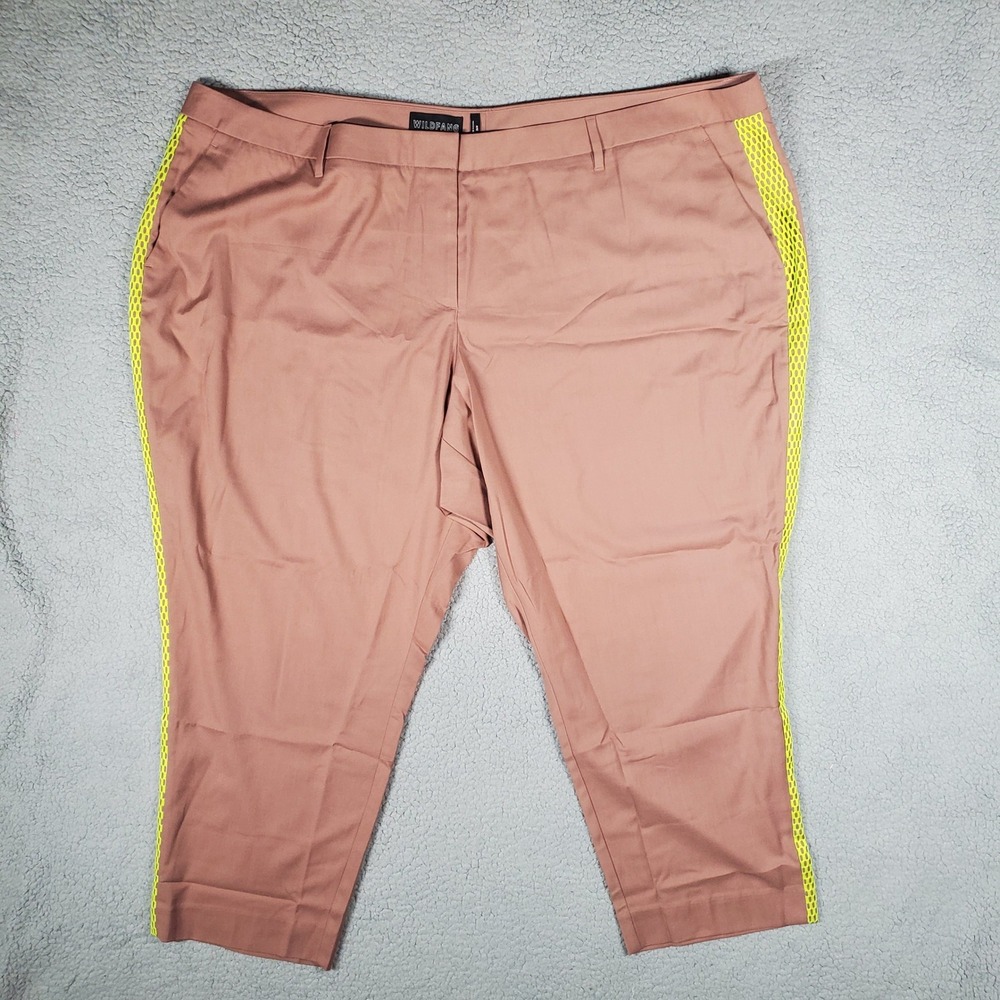 Wildfang Empower Colorblock‎ Slim Crop Pant Womens 26W Mauve Neon Green Office
